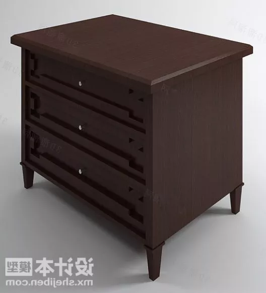Bedside Table With Nightstand 3d model