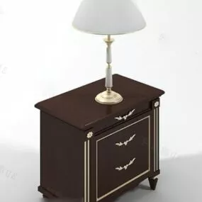 Bedroom Bedside Table With Table Lamp 3d model