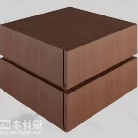 Minimalist Wood Bedside Table 3d model