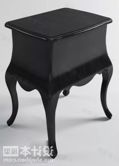 Antique Black Bedside Table Curved Legs 3d model Antique Black Bedside Table Curved Legs 3d model