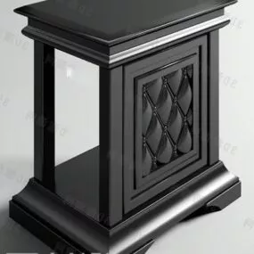 Black Bedside Table Tufted Panel 3d model