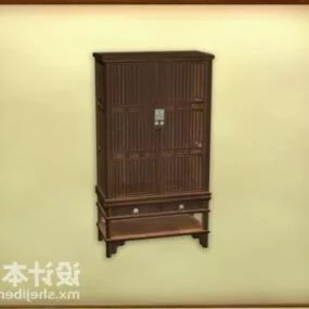 Old Brown Wood Cabinet 3d model