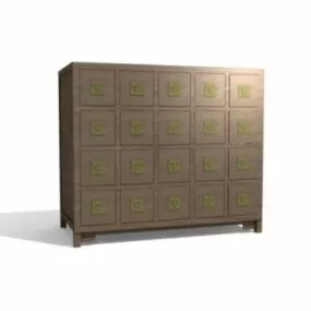 Flat Cabinet Antique Furniture 3d model
