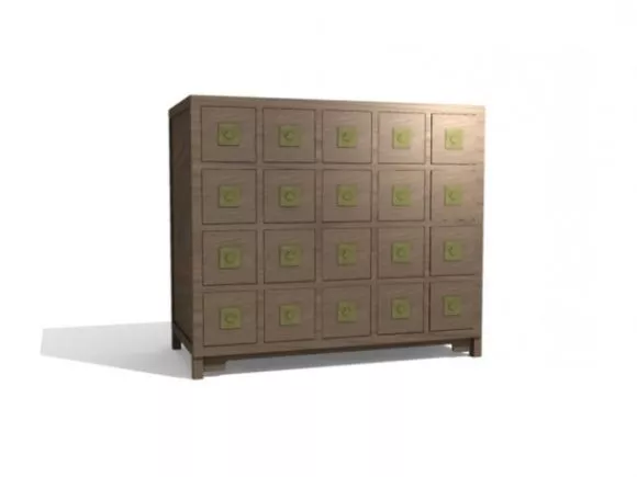 Wooden Wine Cabinet With Bar Chair 3d model