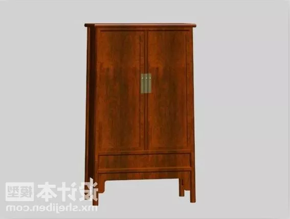 Wardrobe With Side Door Lattice Pattern 3d model