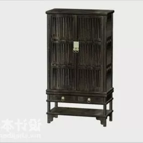 Vintage Old Cabinet Wood Furniture 3d model
