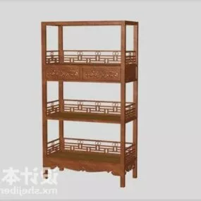 Chinese Bookshelf Wood Furniture 3d model
