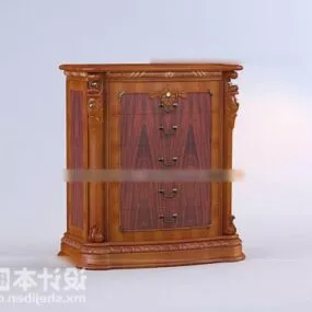 European Bedside Table Wood Furniture 3d model