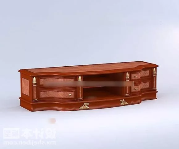 White Side Cabinet With Open Drawers 3d model