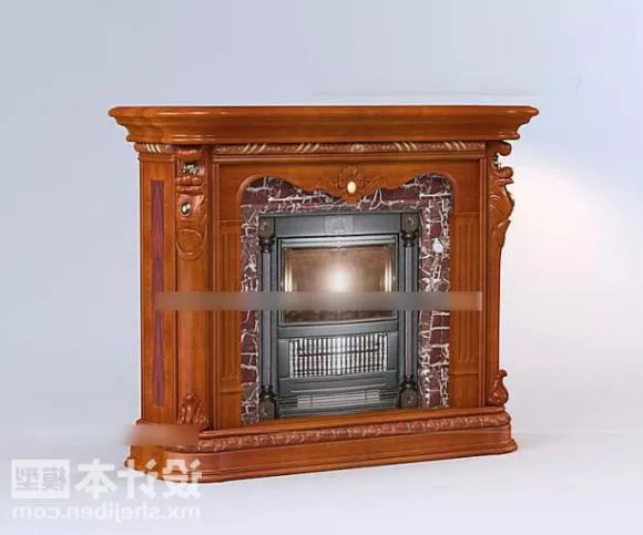 Antique Wooden Covered Fireplace 3d model Antique Wooden Covered Fireplace 3d model