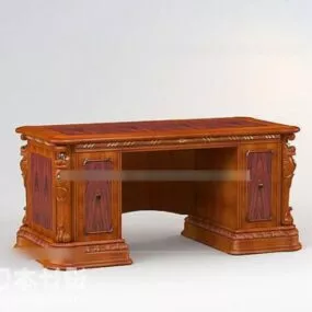 Antique Boss Desk With Drawers 3d model