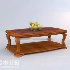 Wood Coffee Table With Fruit 3d model