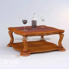Coffee Table With Wine Bottle 3d model