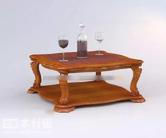 Coffee Table With Wine Bottle 3d model Coffee Table With Wine Bottle 3d model