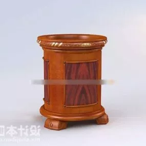 Antique Wood Bedside Table 3d model