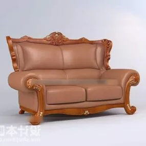 European Antique Sofa Leather 3d model