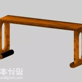 Long Console Table Wood Material 3d model