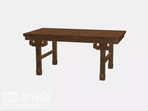 European Style Wooden Bedside Table 3d model