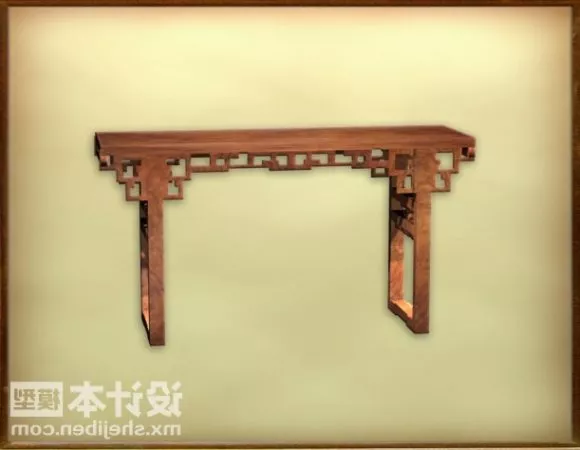 Antique Curved Bedside Table 3d model