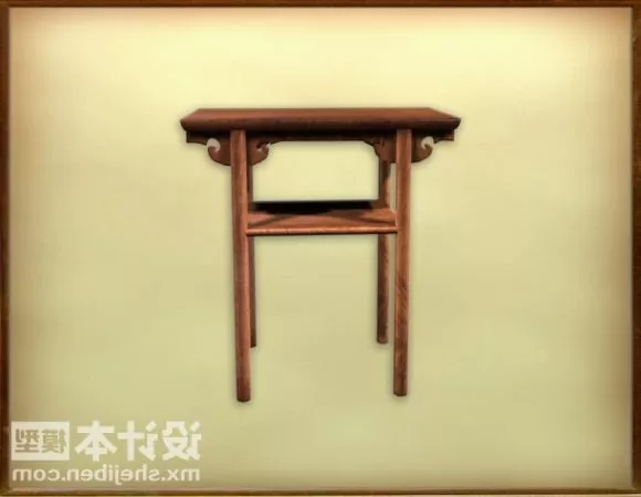 Mdf Work Desk With Side Cabinet 3d model