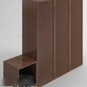 Wardrobe Brown Wood Furniture 3d model