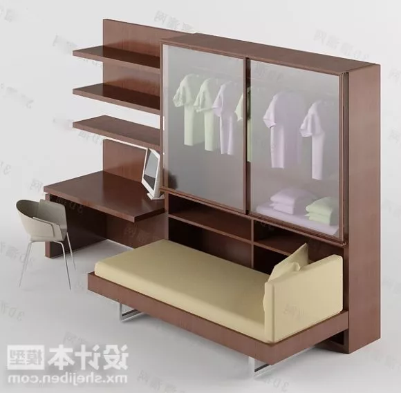 Wardrobe With Recliner Chair 3d model Wardrobe With Recliner Chair 3d model