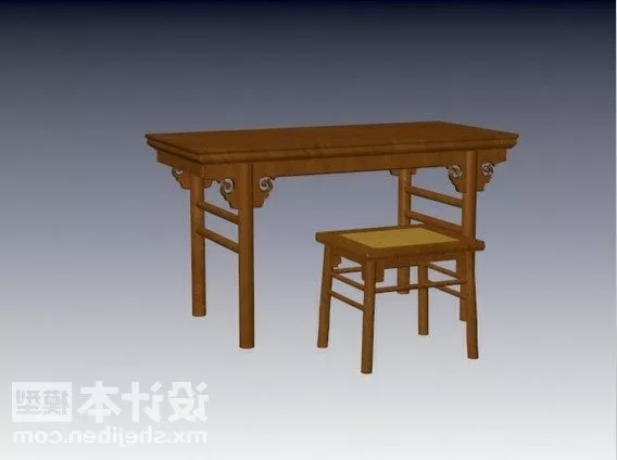 Antique Chinese Console Table Chair 3d model Antique Chinese Console Table Chair 3d model