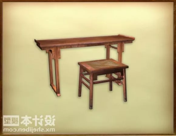 Antique Table With Candlestick Asset 3d model