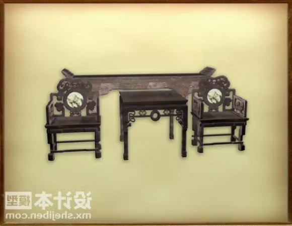 Chinese Classical Chair With Tea Table 3d model Chinese Classical Chair With Tea Table 3d model