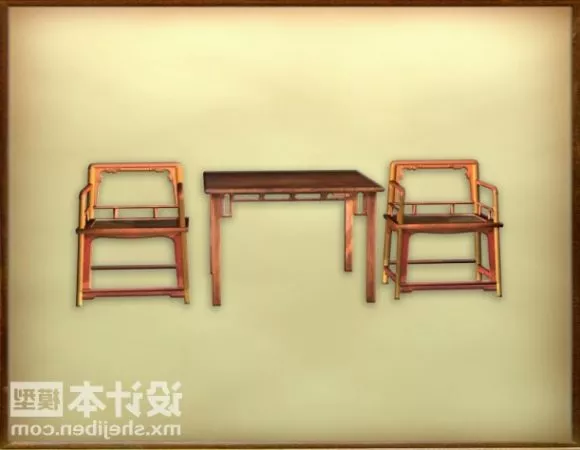 European Dining Table Set 3d model