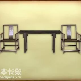 Asian Classical Chair With Desk 3d model
