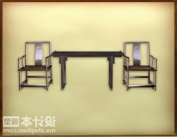 School Desk Chair Set 3d model