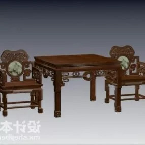 Traditional Chinese Table And Chair For Living Room 3d model