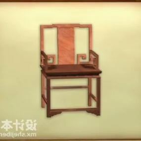 Chinese Carved Chair Wooden Style 3d model