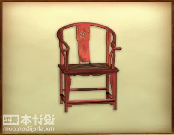 Wood Bar Chair Simple Style 3d model