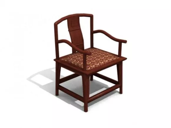 Asian Taishi Chair Black Wood 3d model