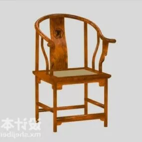 Simple Dining Chair Wooden Material 3d model