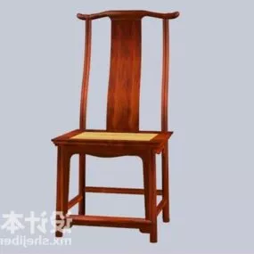 High Back Dining Chair Red Wood 3d model