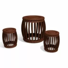 Stool Wood Furniture 3d model