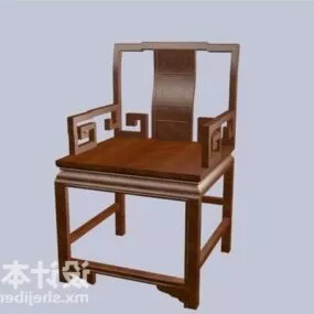 Red Wood Chinese Chair Furniture 3d model