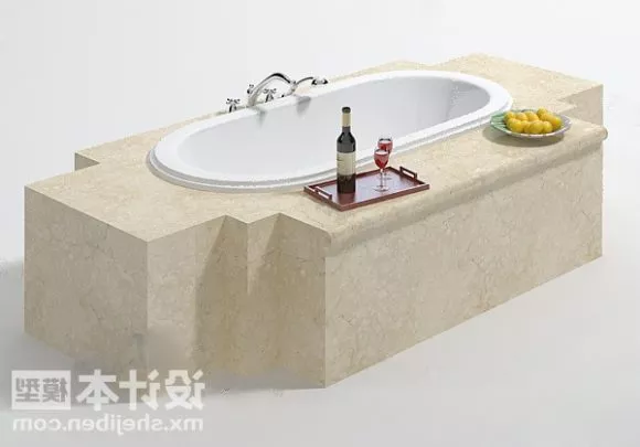 Bathroom Table With Antique Mirror 3d model