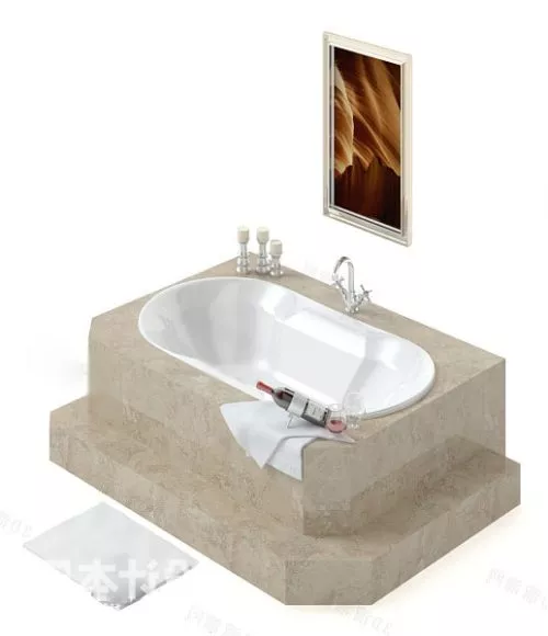 Common Bathtub With Sink 3d model