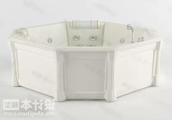 Square Bathtub With Chair 3d model