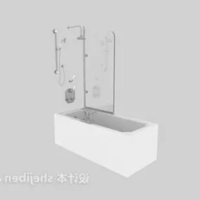 Rectangular Bathtub With Chrome Accessories 3d model