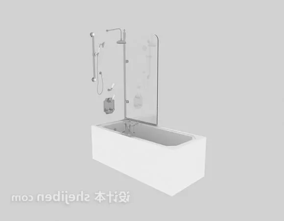 Rectangular Bathtub With Chrome Accessories 3d model Rectangular Bathtub With Chrome Accessories 3d model