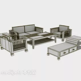 Wood Sofa Chair Table, Chinese Furniture 3d model