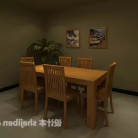 Wooden Dinning Table Furniture 3d model