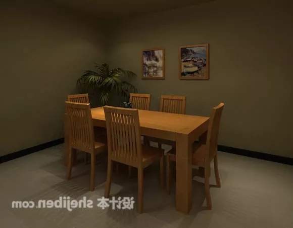 Wooden Dinning Table Furniture 3d model Wooden Dinning Table Furniture 3d model