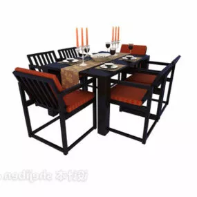 Dinning Table Set Wooden Furniture 3d model