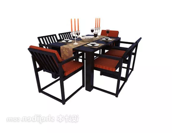 Dinning Table Set Wooden Furniture 3d model Dinning Table Set Wooden Furniture 3d model